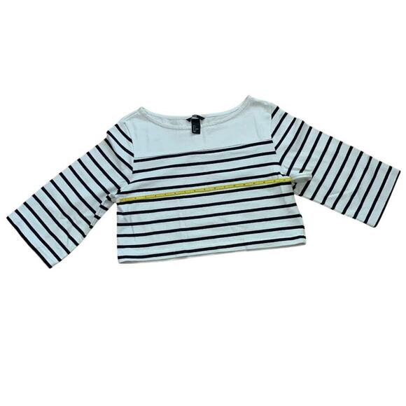 H&M Blue White Striped Crop Wide Sleeve Knit Top Size S Nautical Preppy Beachy - Picture 4 of 9